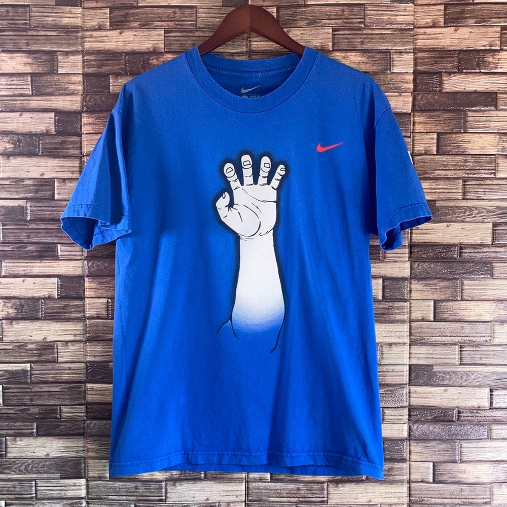 EUC Vintage Nike Texas Rangers Antlers and Claw Shirt Large Blue & White